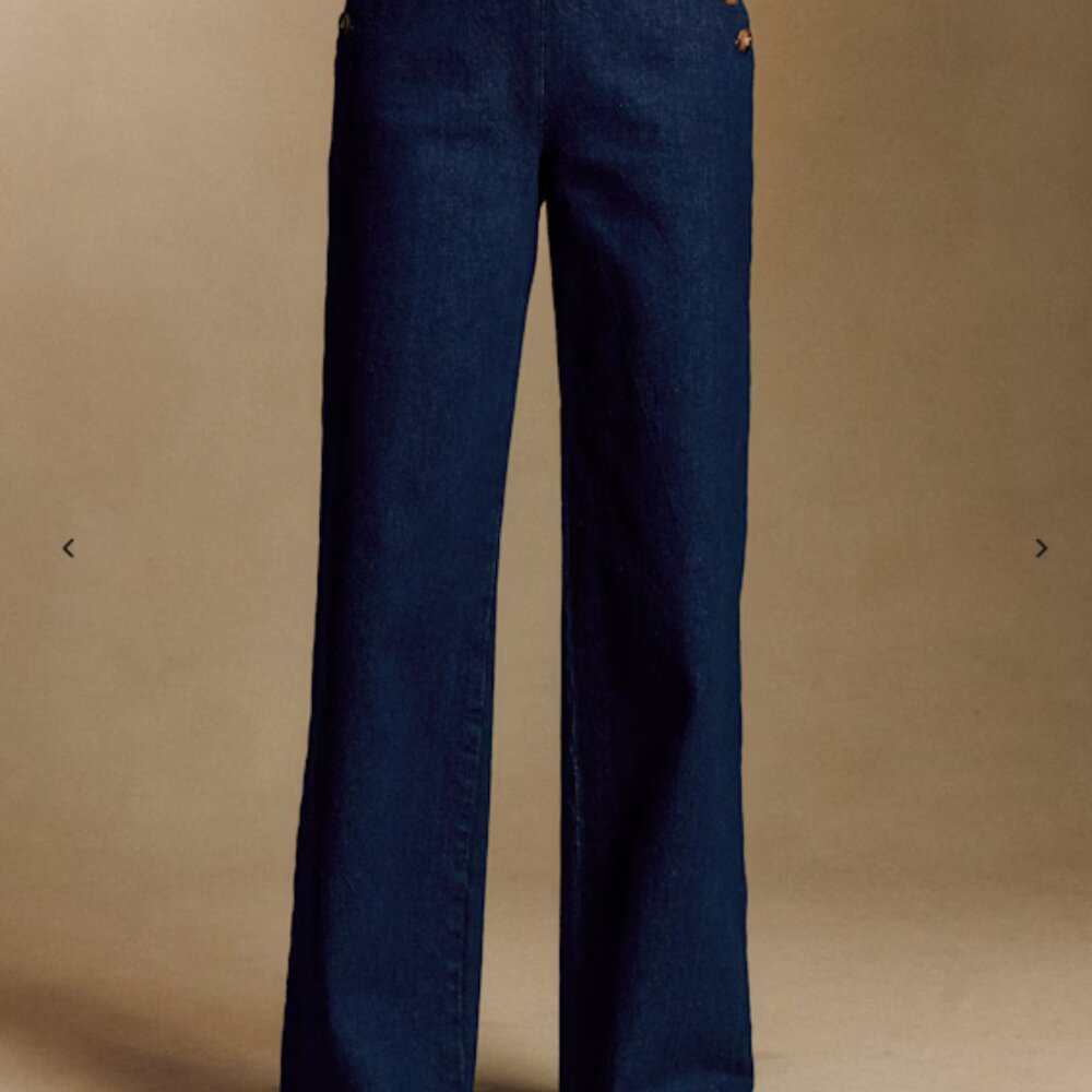 Sézane Marino High-Waist Bridge Trousers – Organic Cotton Denim | Size 36 - Picture 5 of 13